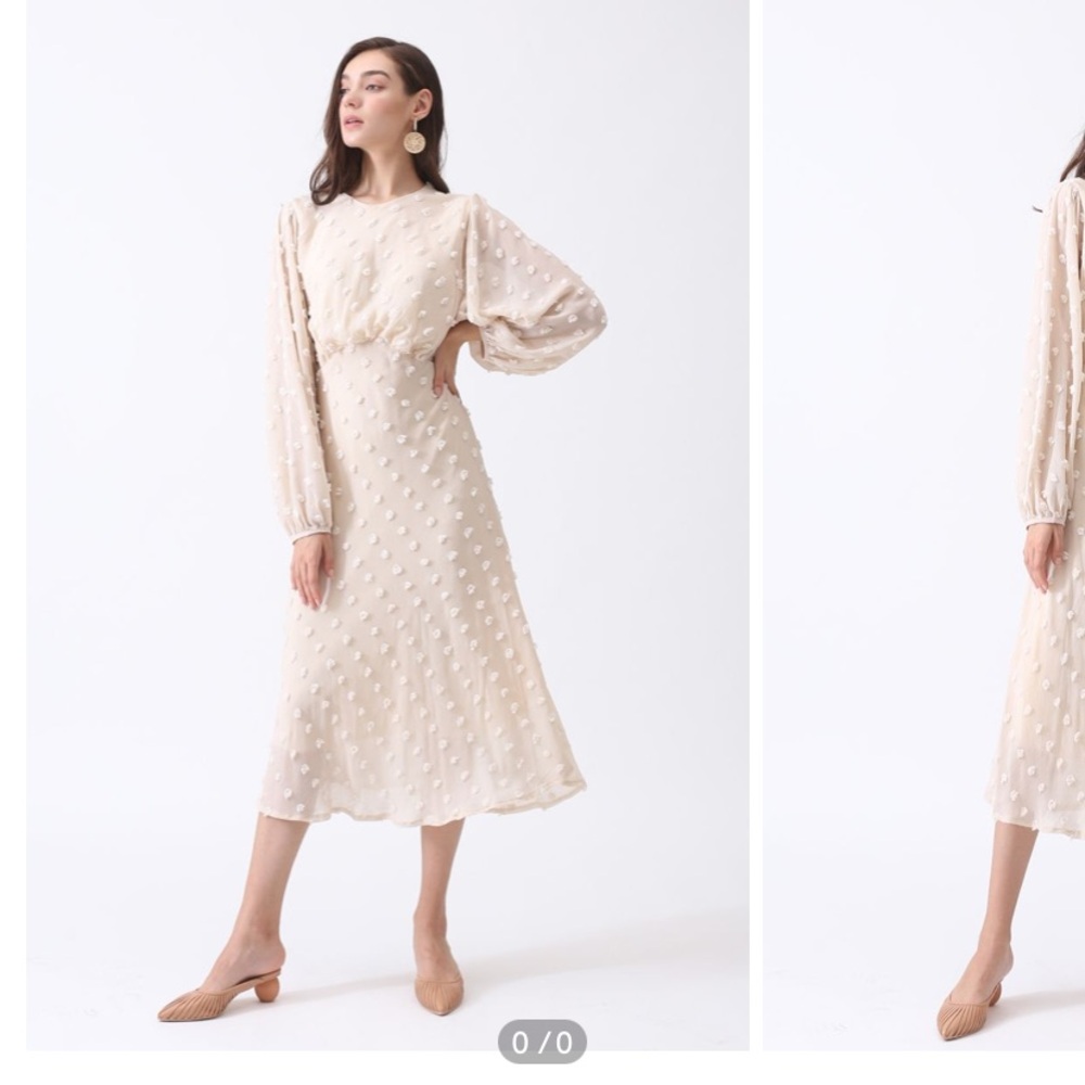 Chicwish; sheer cream midi dress
